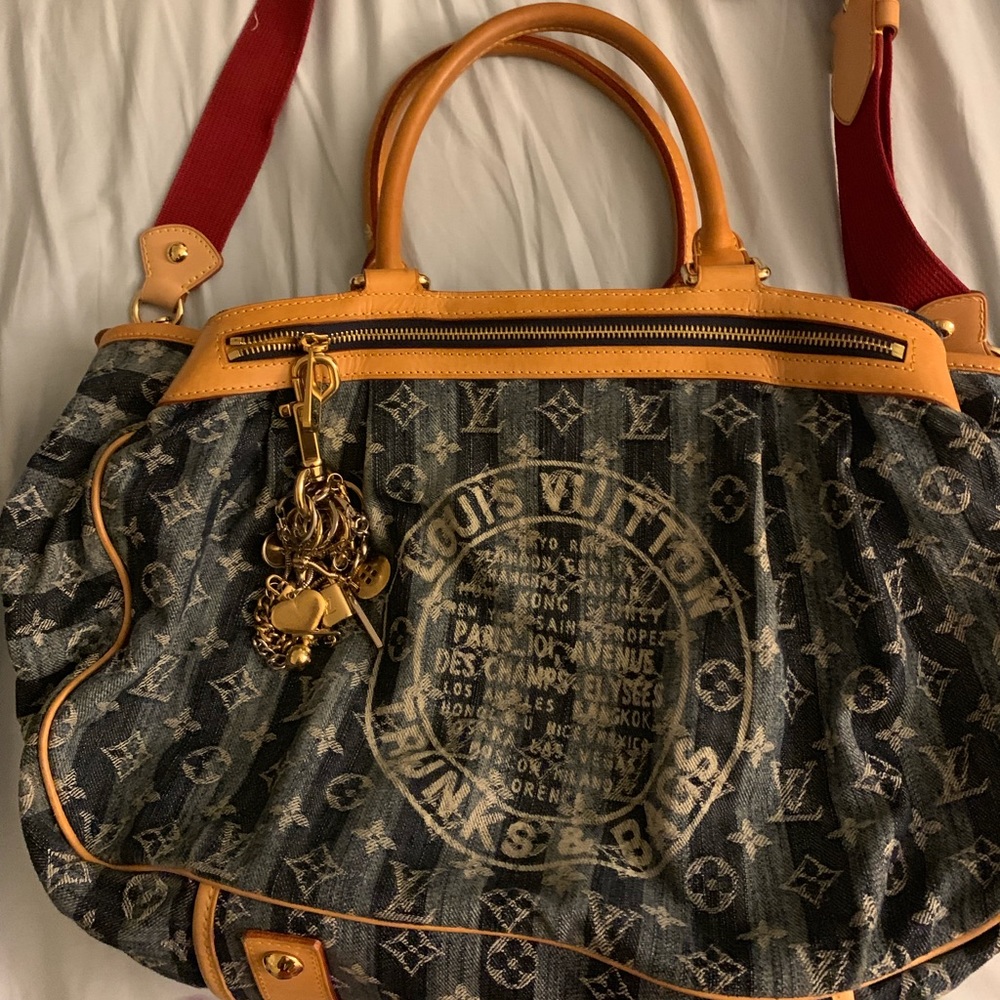 Louis Vuitton denim Porte epaule cruise cabas bag
